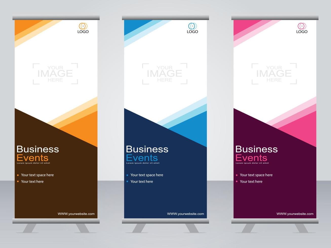 Business banner roll up set  standee banner template. vector