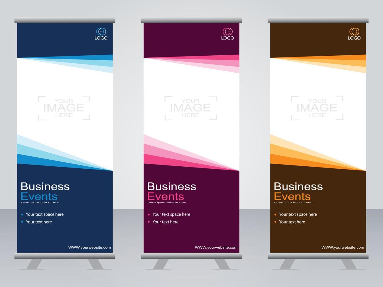 Business banner roll up set  standee banner template. vector