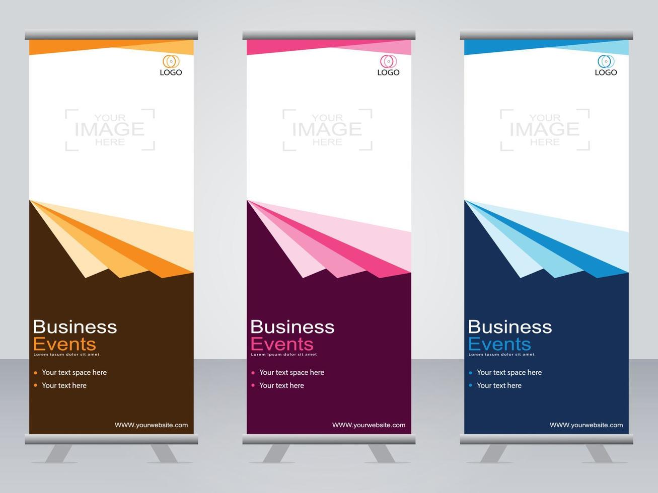 Business banner roll up set  standee banner template. vector