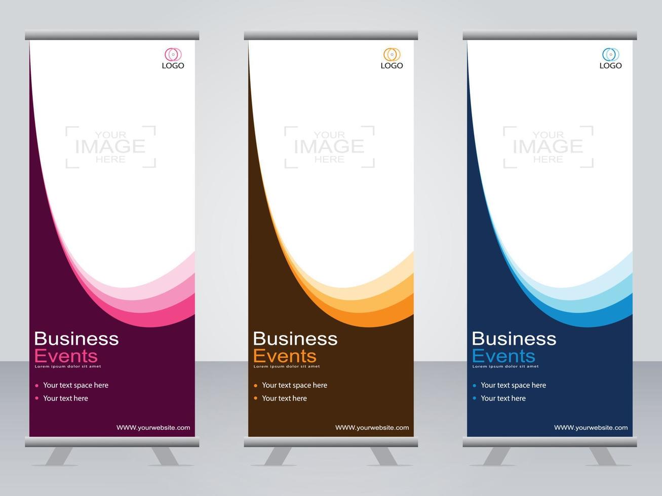 Business banner roll up set  standee banner template. vector