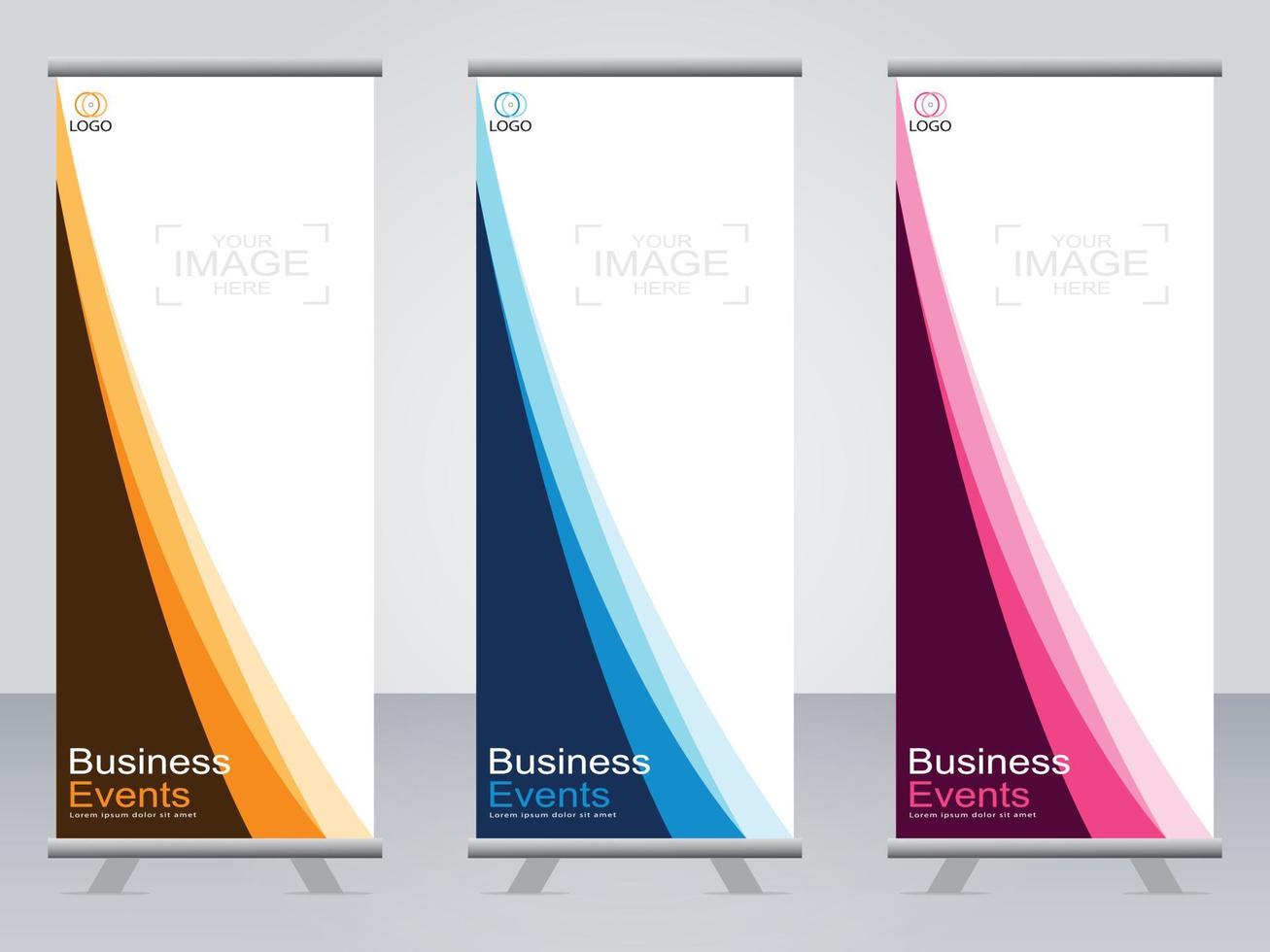 Business banner roll up set  standee banner template. vector