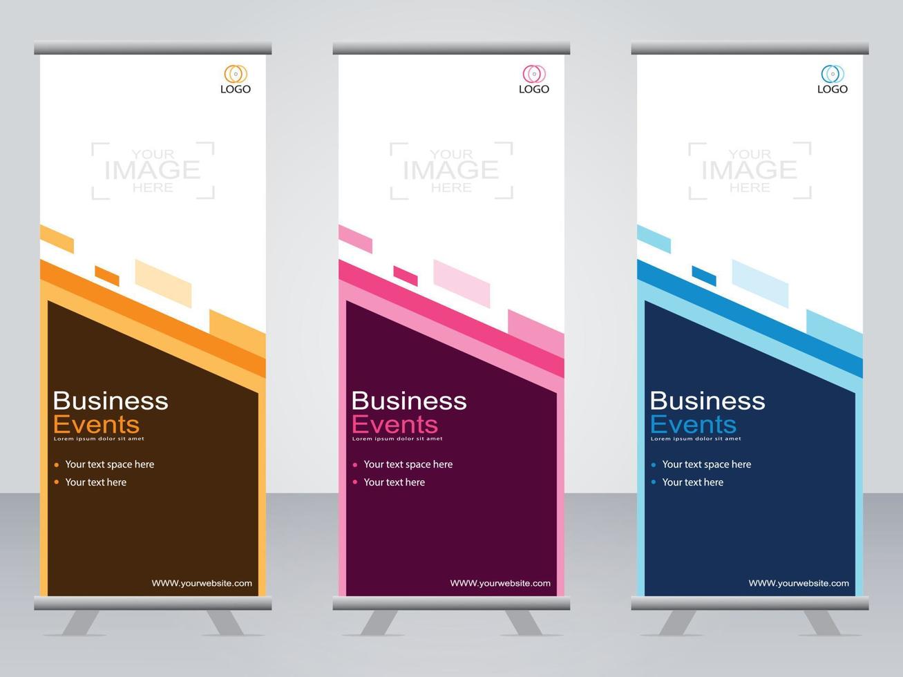 Business banner roll up set  standee banner template. vector