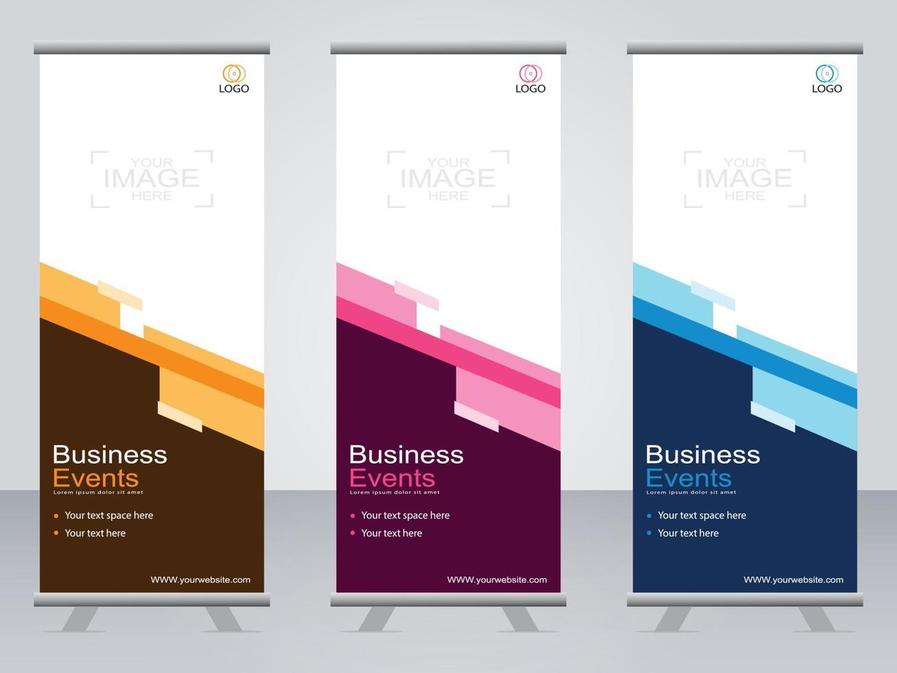 Business banner roll up set  standee banner template. vector