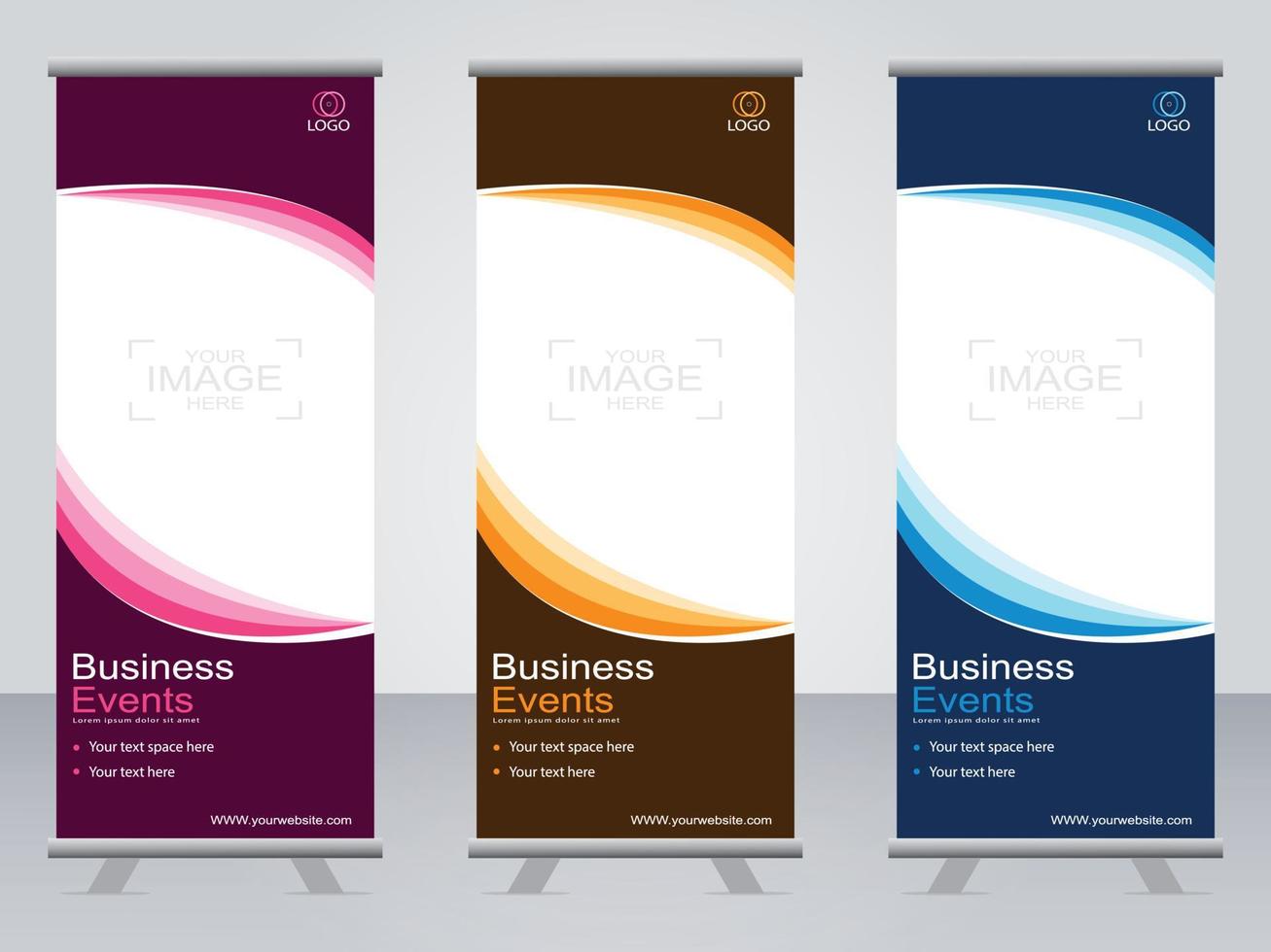 Business banner roll up set  standee banner template. vector