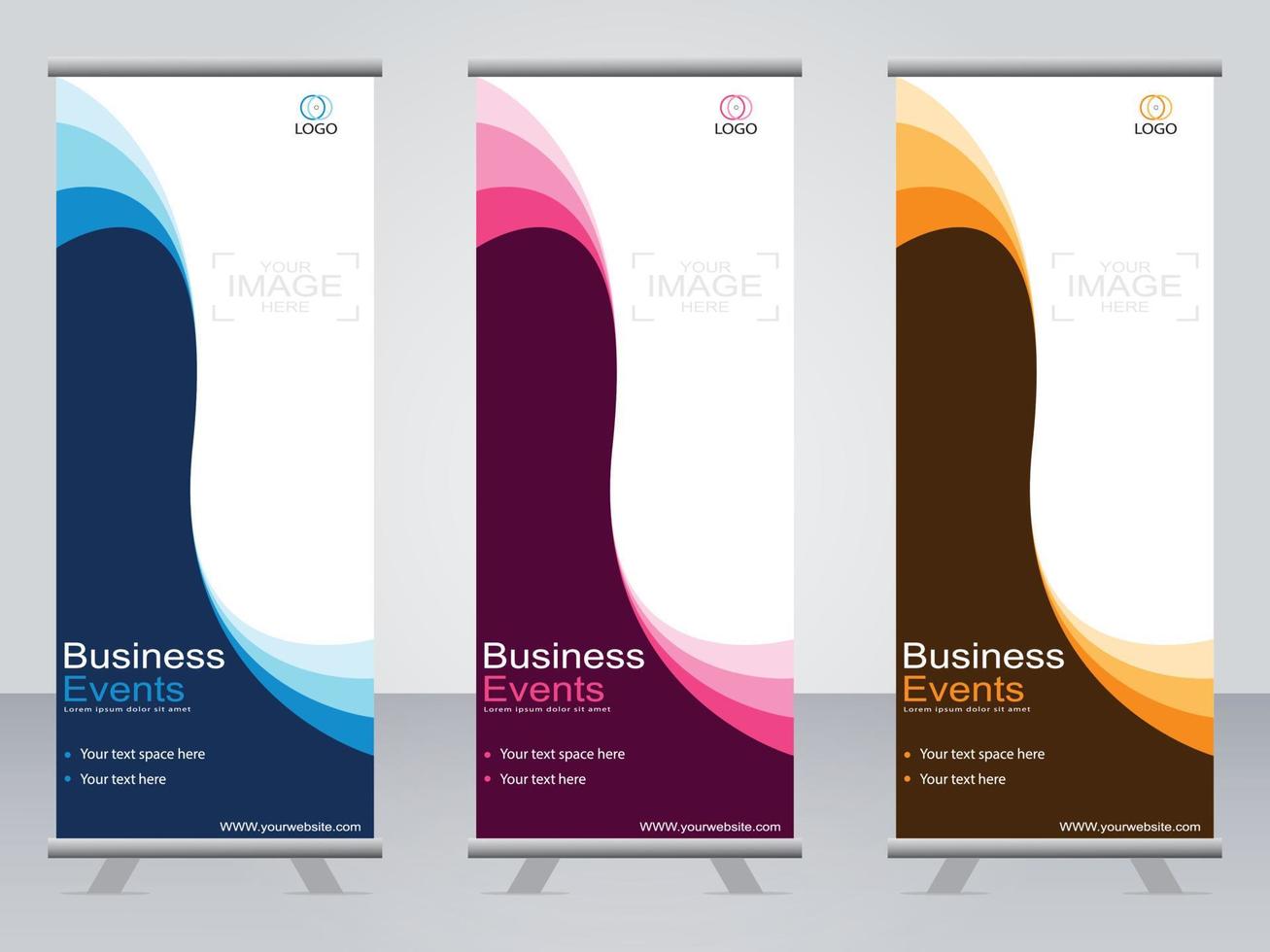 Business banner roll up set  standee banner template. vector