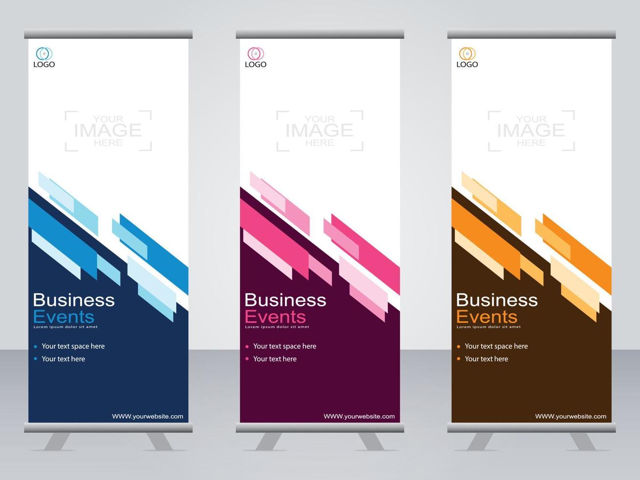 Business banner roll up set  standee banner template. vector