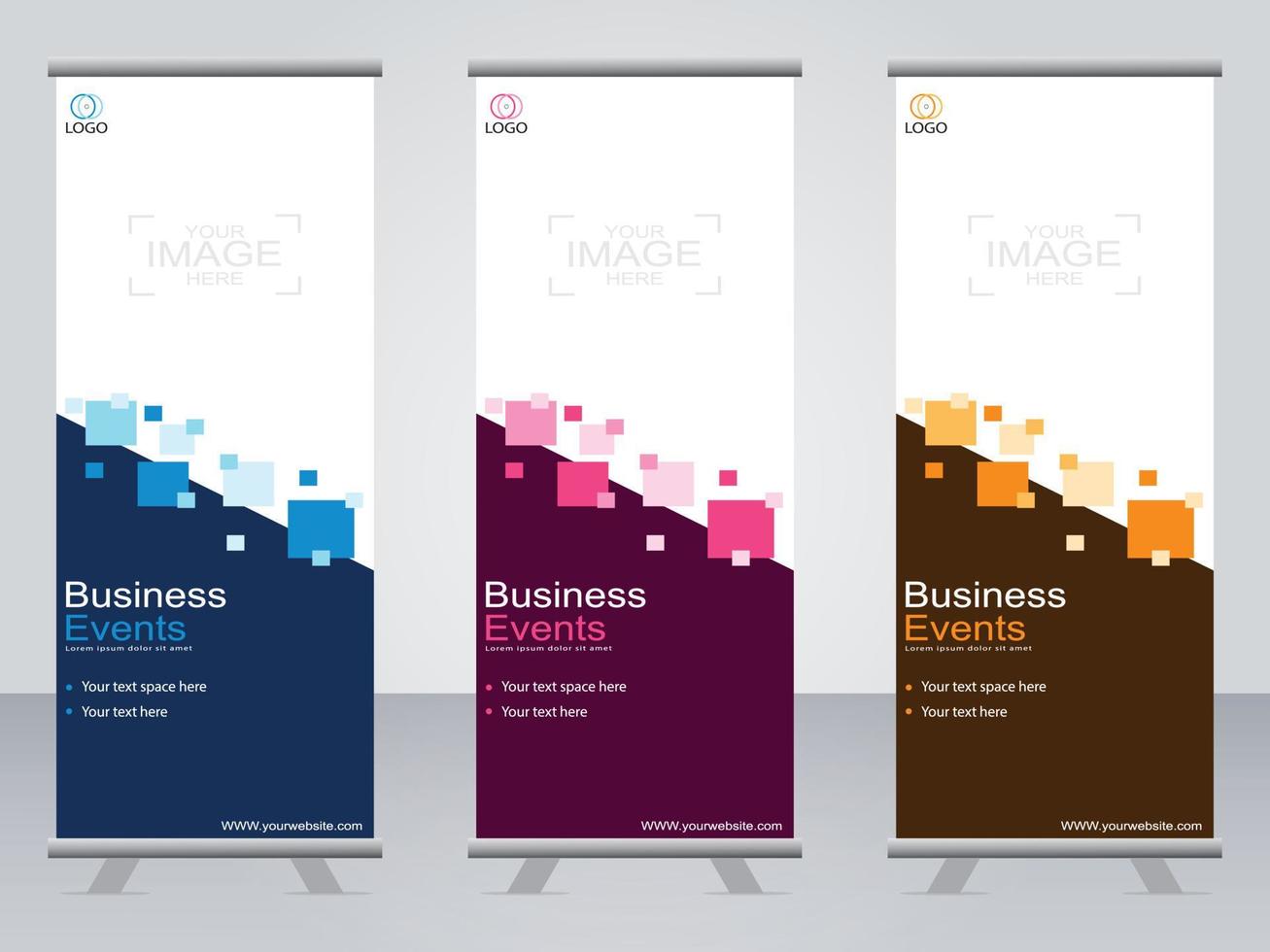 Business banner roll up set  standee banner template. vector