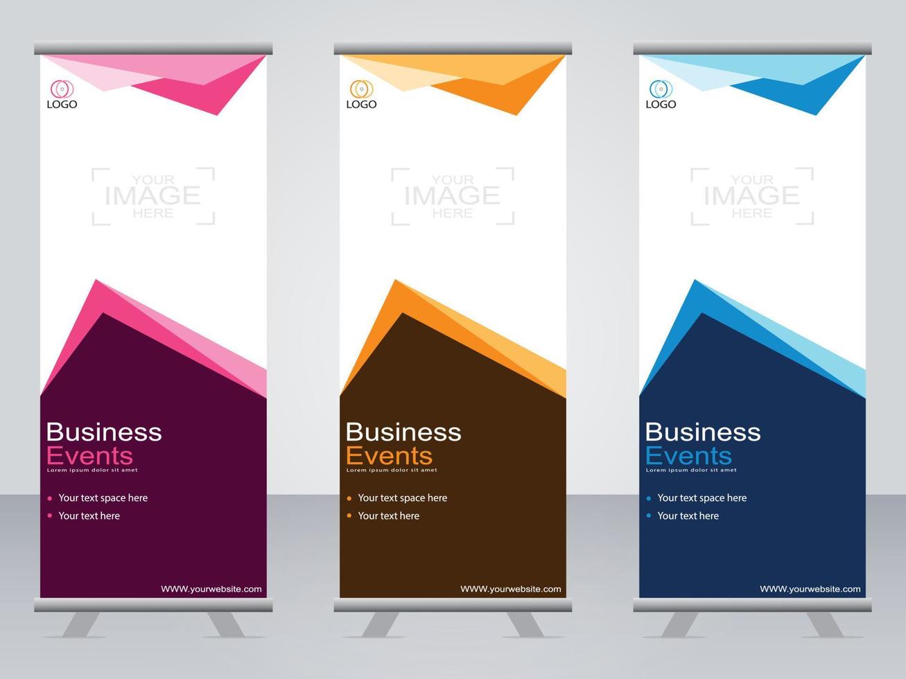 Business banner roll up set  standee banner template. vector