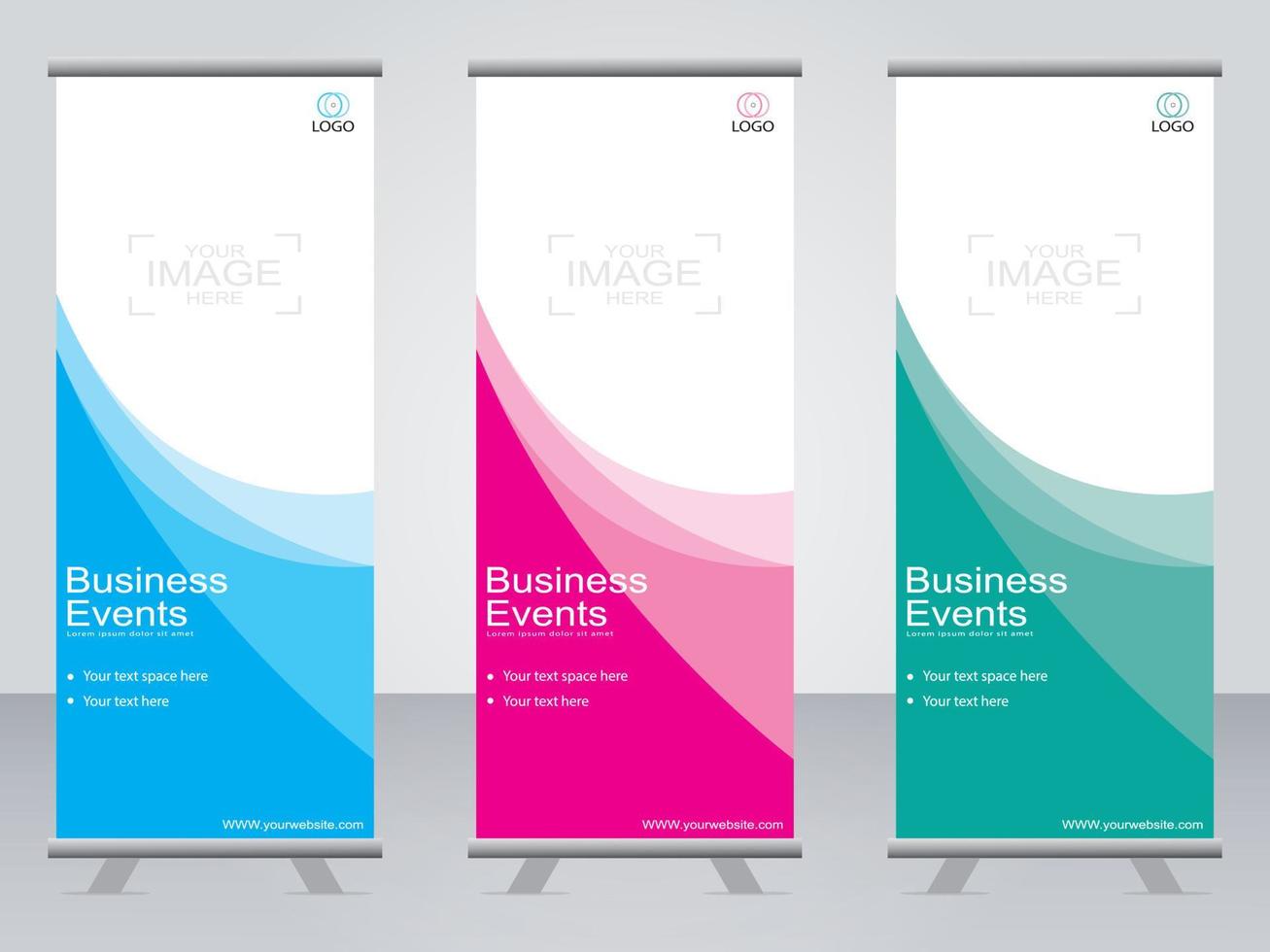 Business banner roll up set  standee banner template. vector