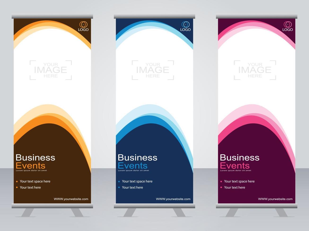 Business banner roll up set  standee banner template. vector