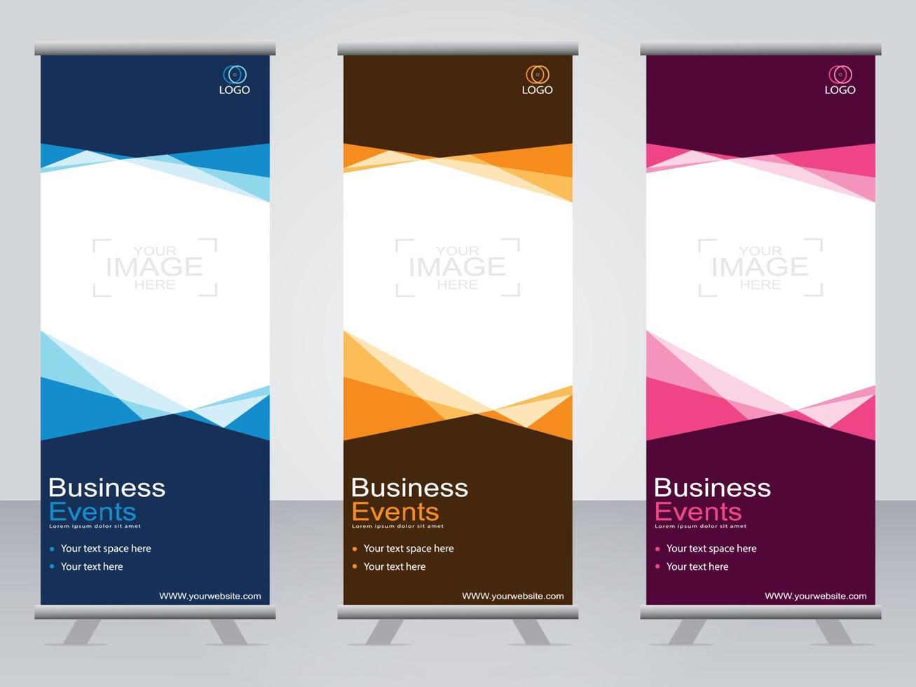 Business banner roll up set  standee banner template. vector
