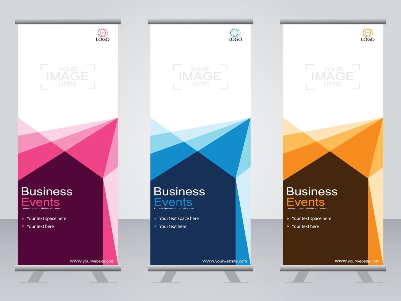 Business banner roll up set  standee banner template. vector