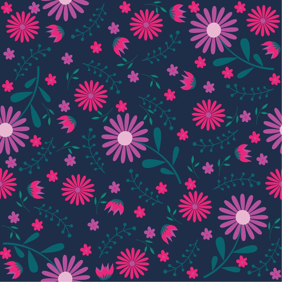 Floral seamless pattern Hand drawn colorful flowers Natural background with colorful painted flowers vector