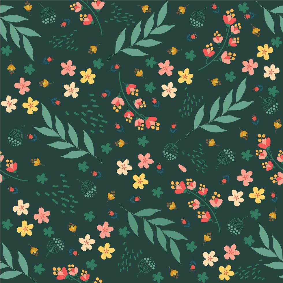 Floral seamless pattern Hand drawn colorful flowers Natural background with colorful painted flowers vector