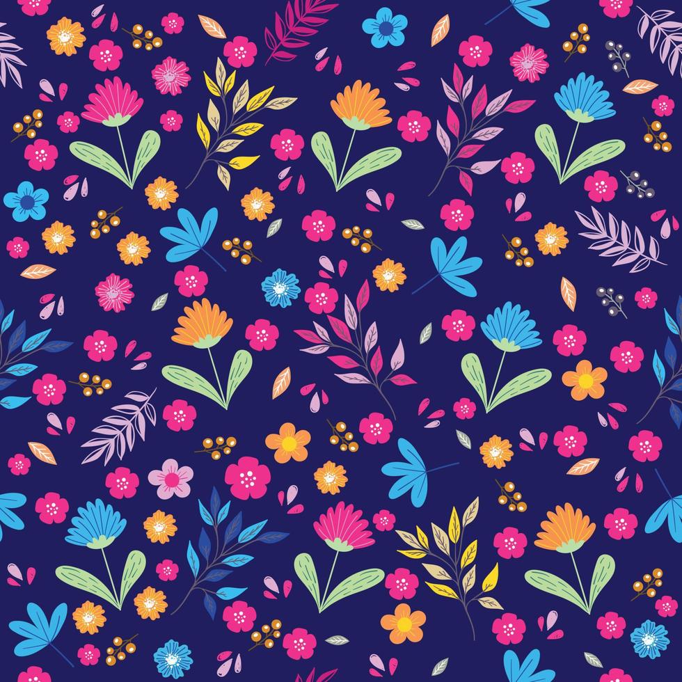 Floral seamless pattern Hand drawn colorful flowers Natural background with colorful painted flowers vector