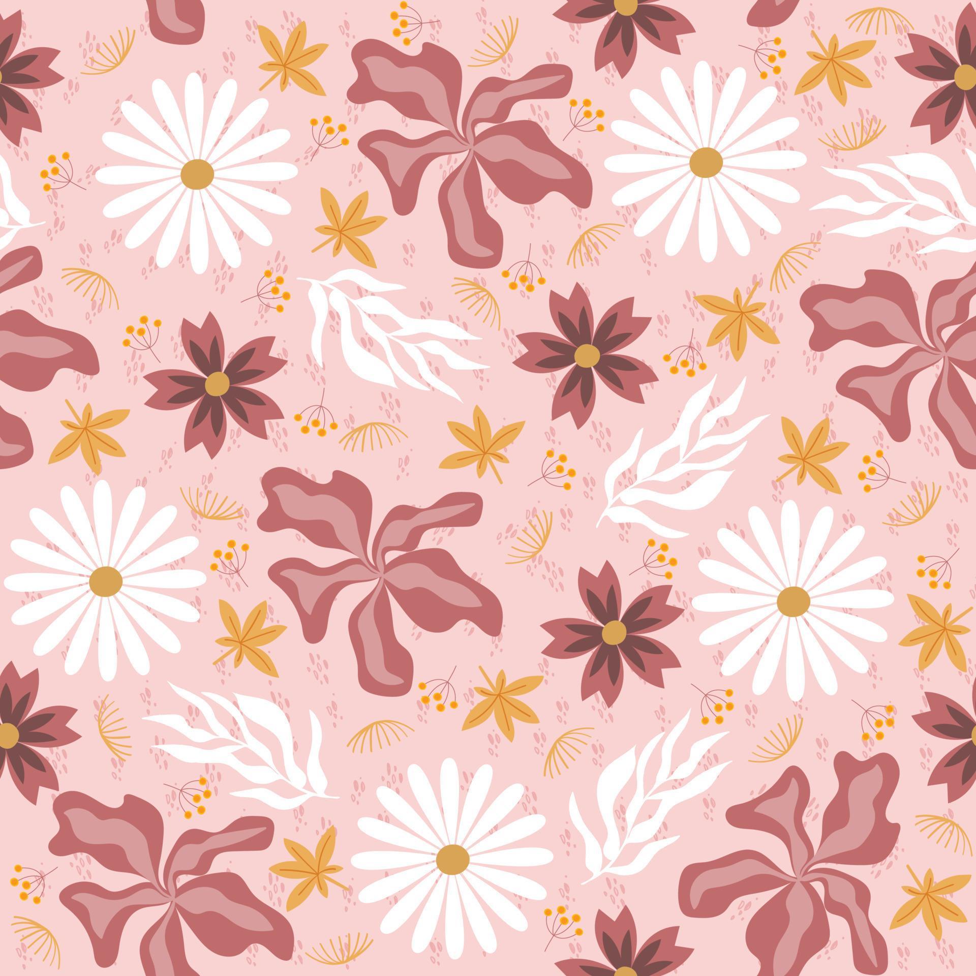 Floral seamless pattern Hand drawn colorful flowers Natural background