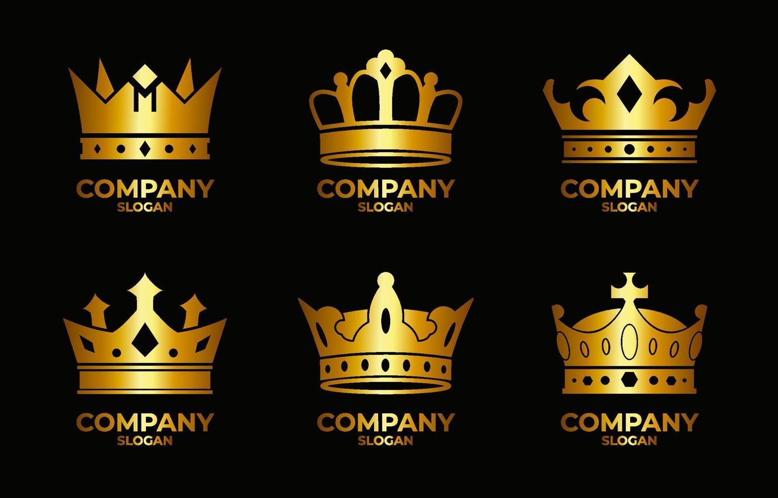 conjunto de logotipo de corona vector