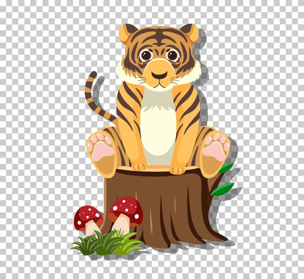 Cute tiger in flat cartoon style vector