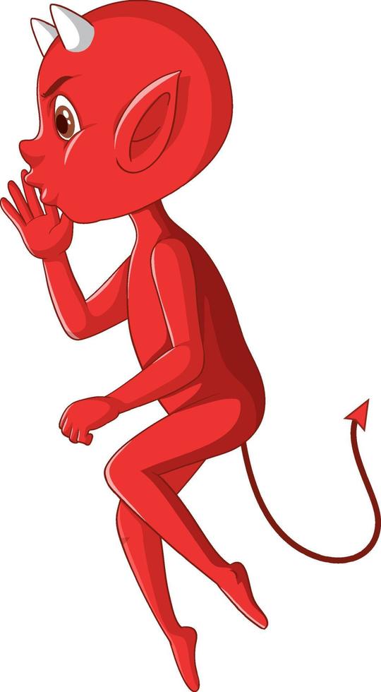 Devil cartoon character on white background vector