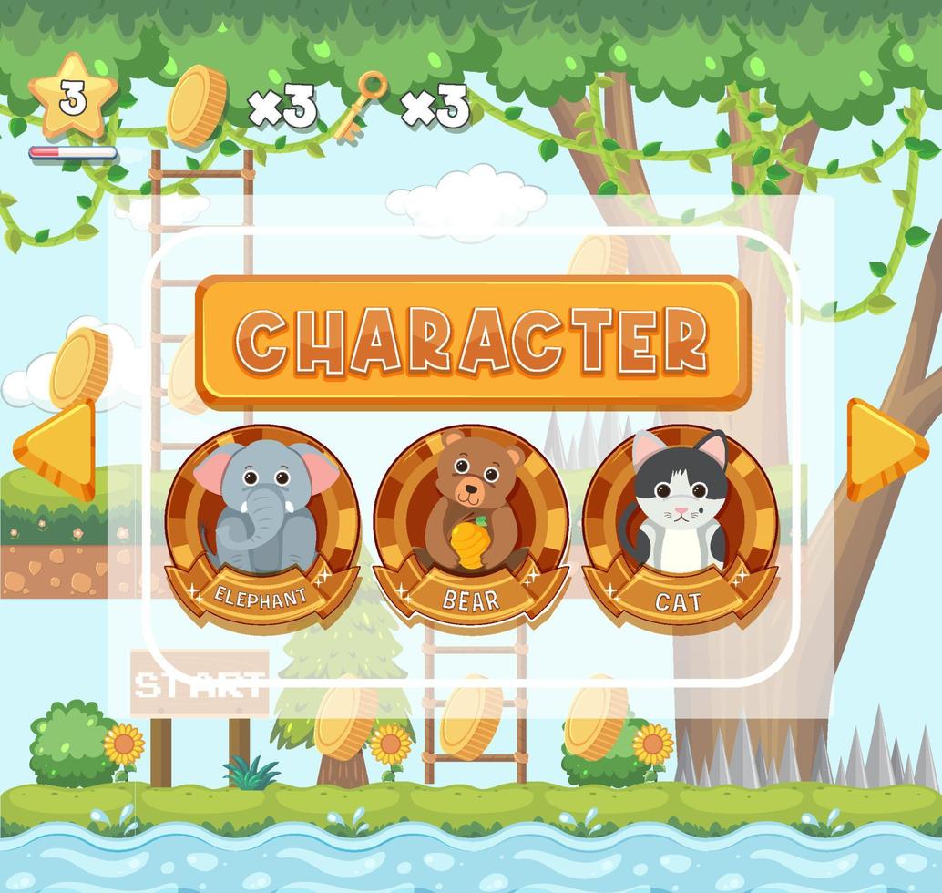 Wild animals game character vector