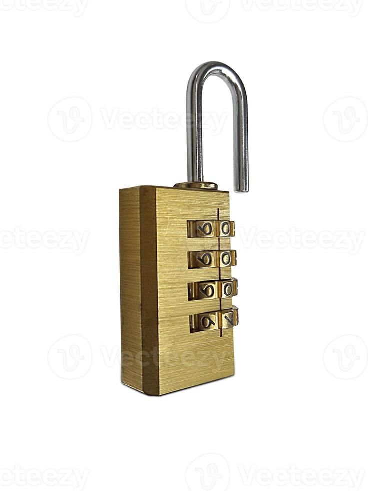 padlock with combination lock,in locked position,Isolated on white background photo