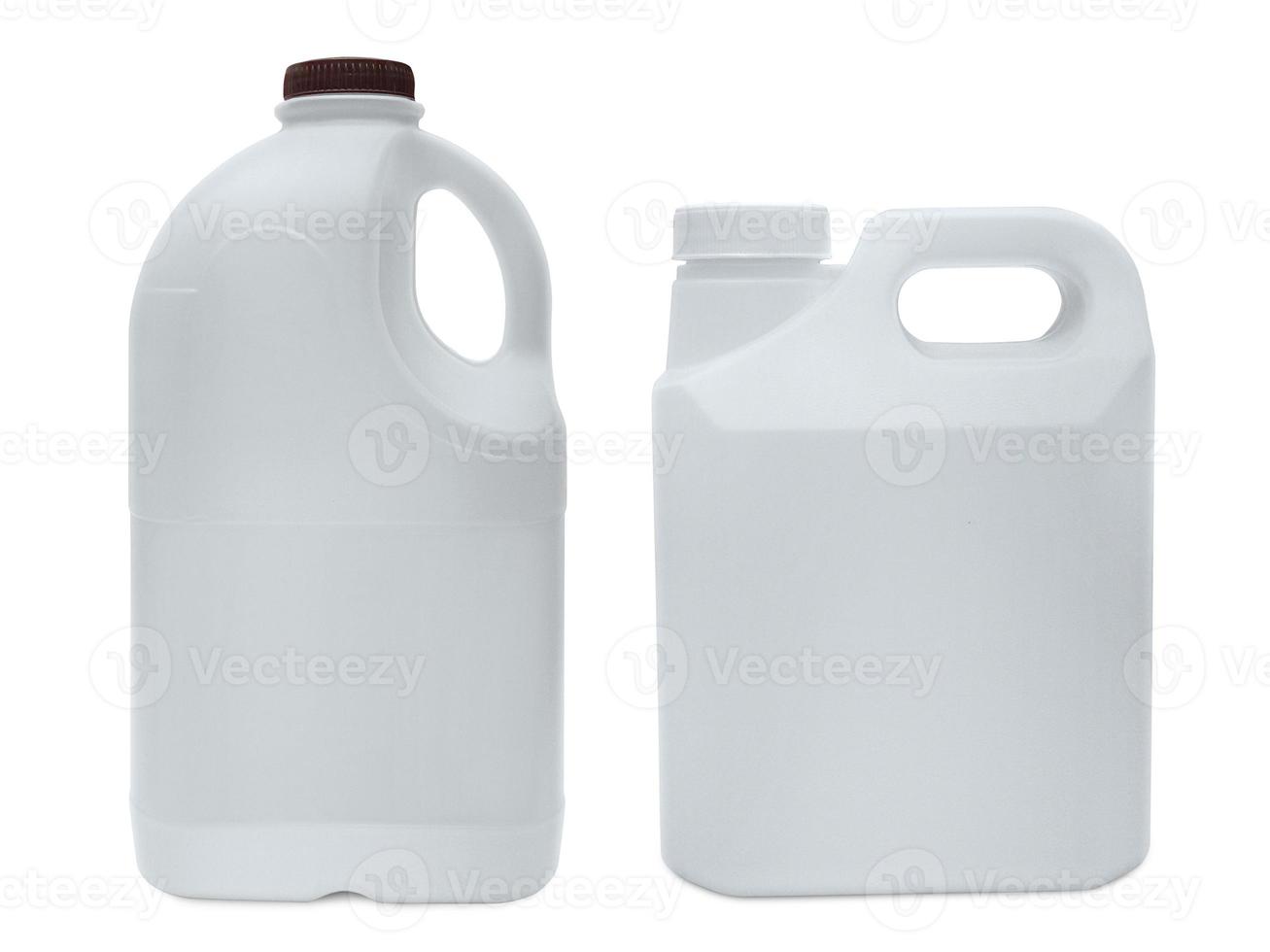 White plastic jerry can is isolated on a white background photo