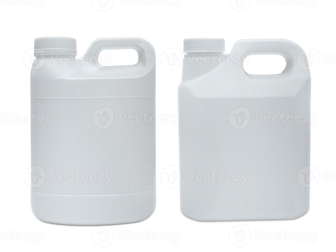 White plastic jerry can is isolated on a white background photo