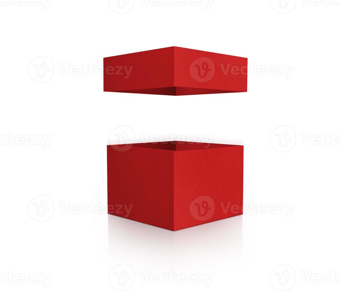 Red blank package Box. Isolated on white background. 3D render photo