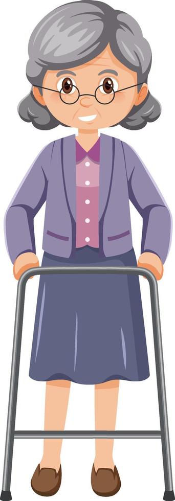 Elderly woman with walker vector