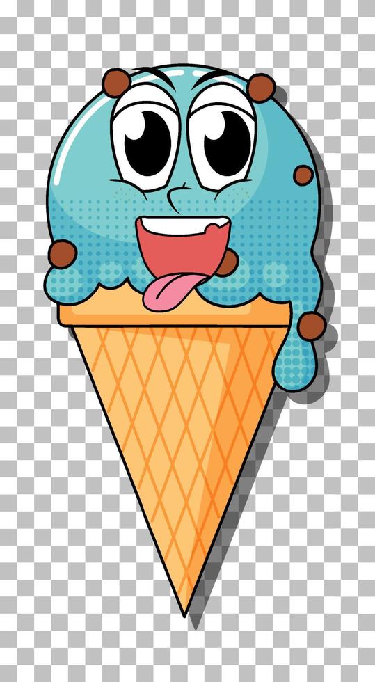 Blue ice cream cone cartoon character isolated vector