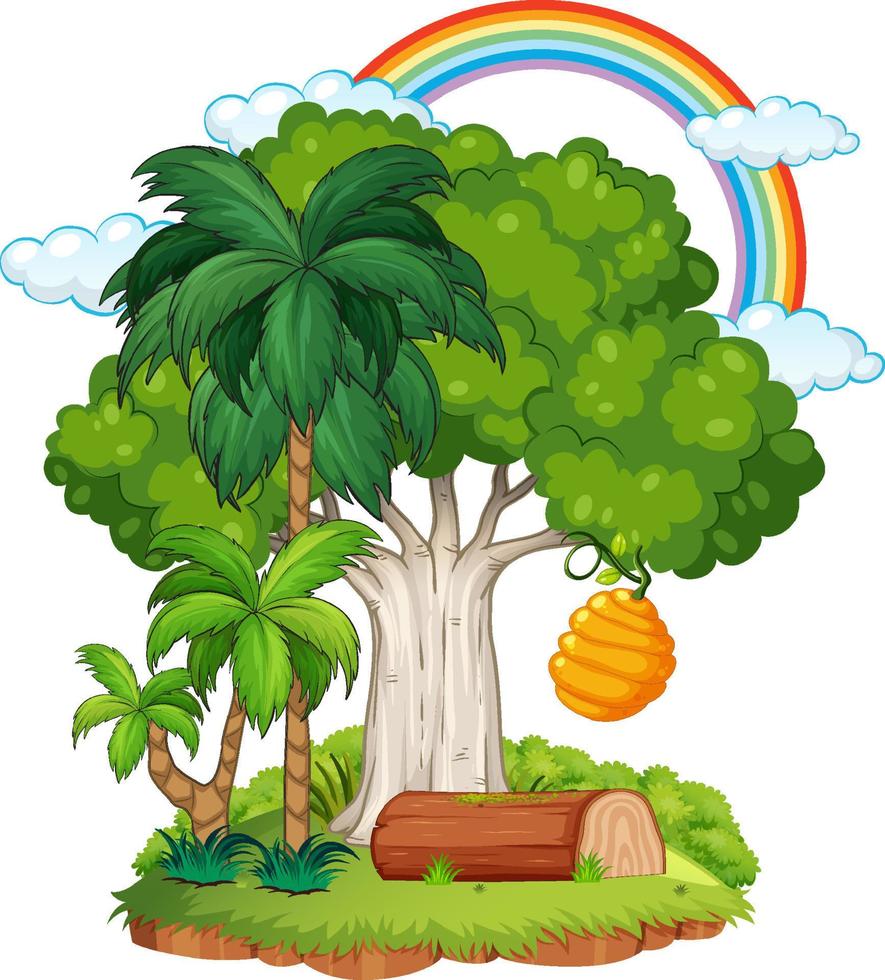 Isolated nature tree with rainbow vector