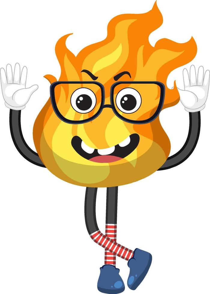 Cartoon fire with facial expression vector