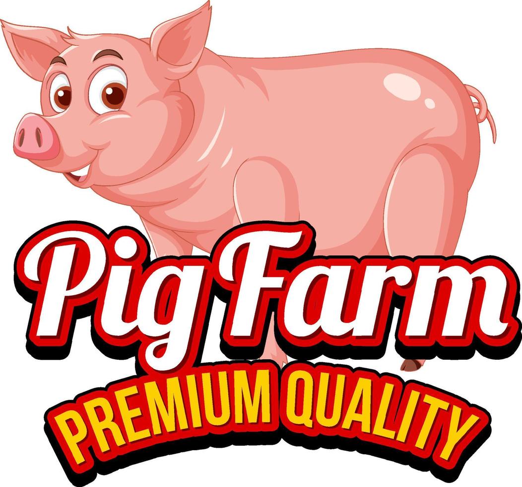 Pig cartoon character logo for pork products vector