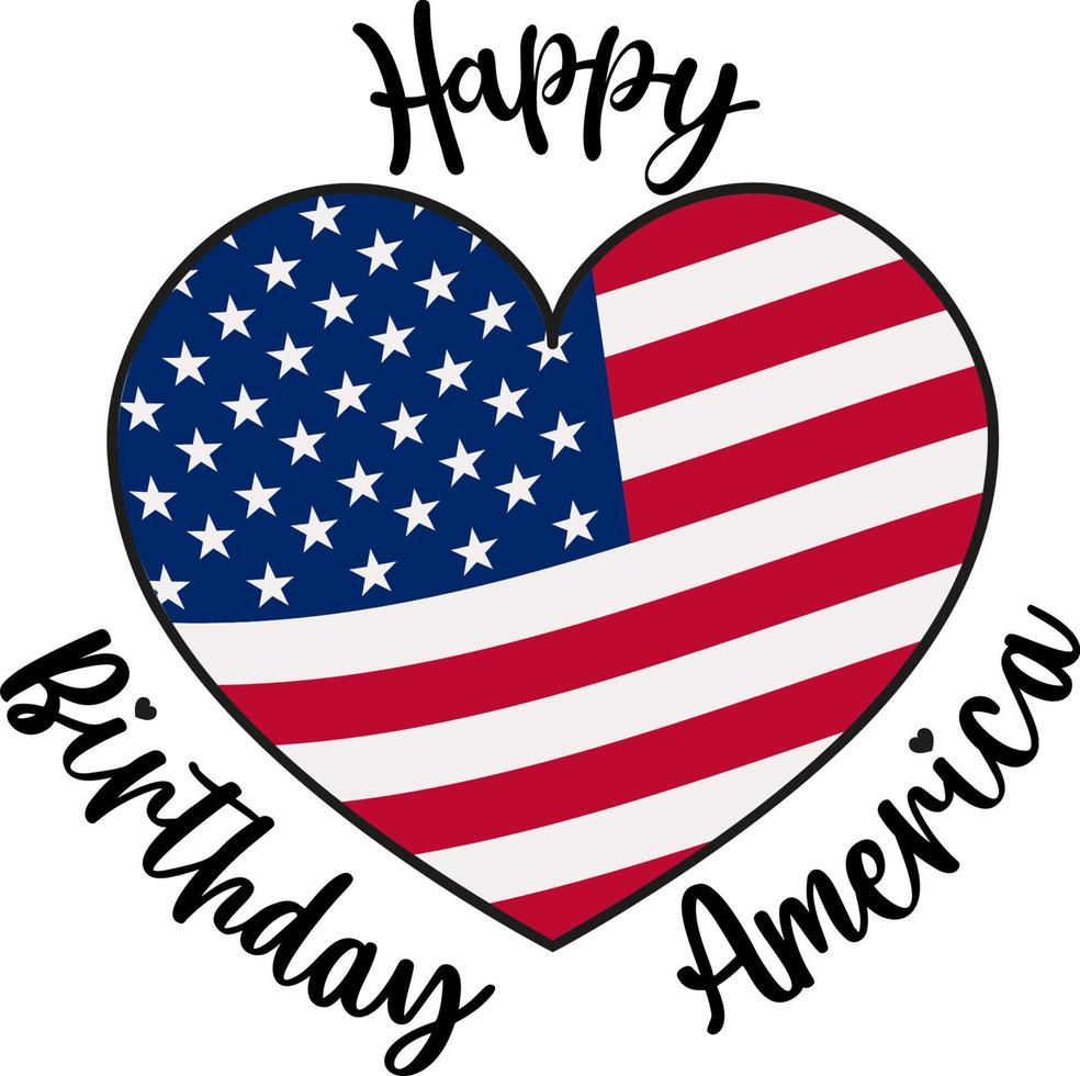 America Patriotic Design. 4th of July Patriotic Symbols Heart. Independence day symbol with USA flag. Vector illustration