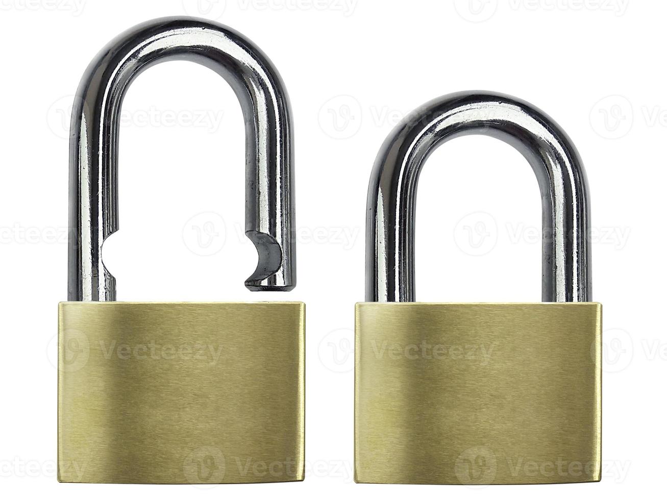 Locked and unlocked Padlock. isolated on white background photo