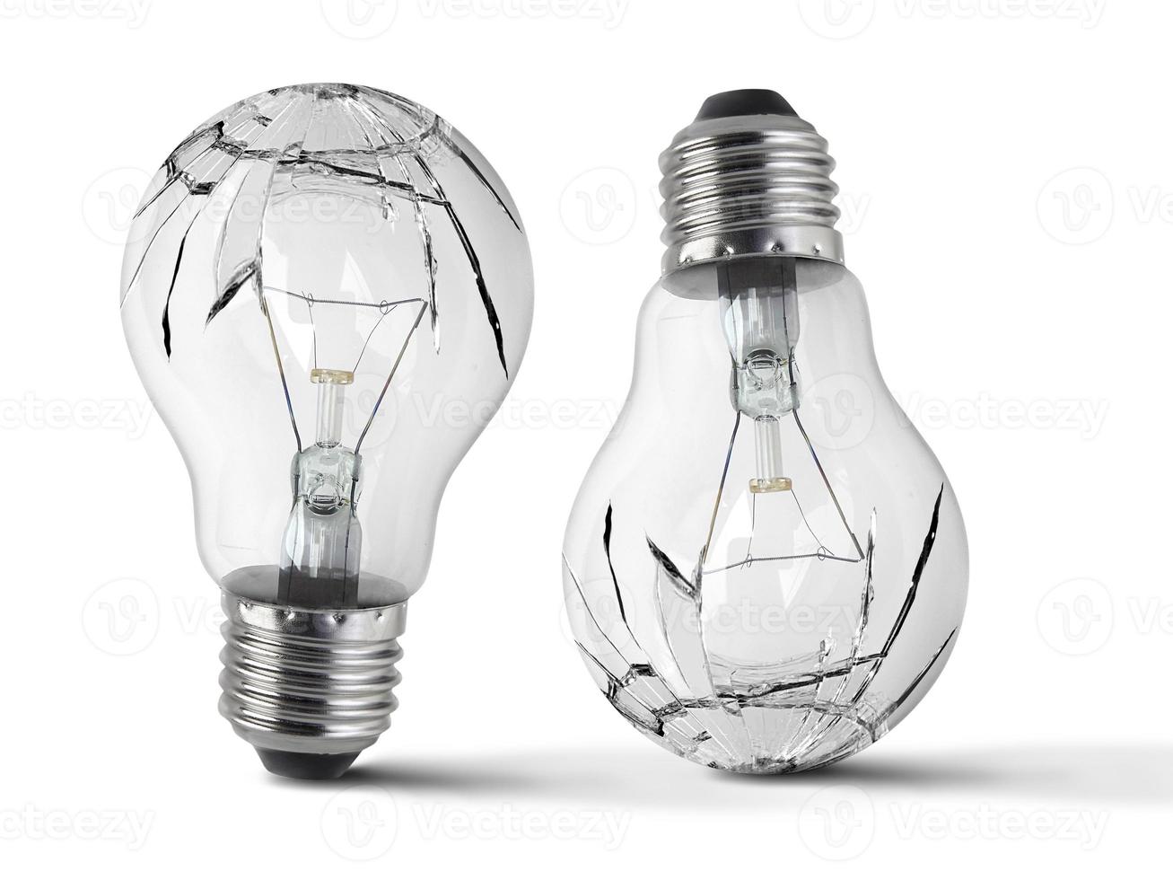Broken bulb, isolated white background photo
