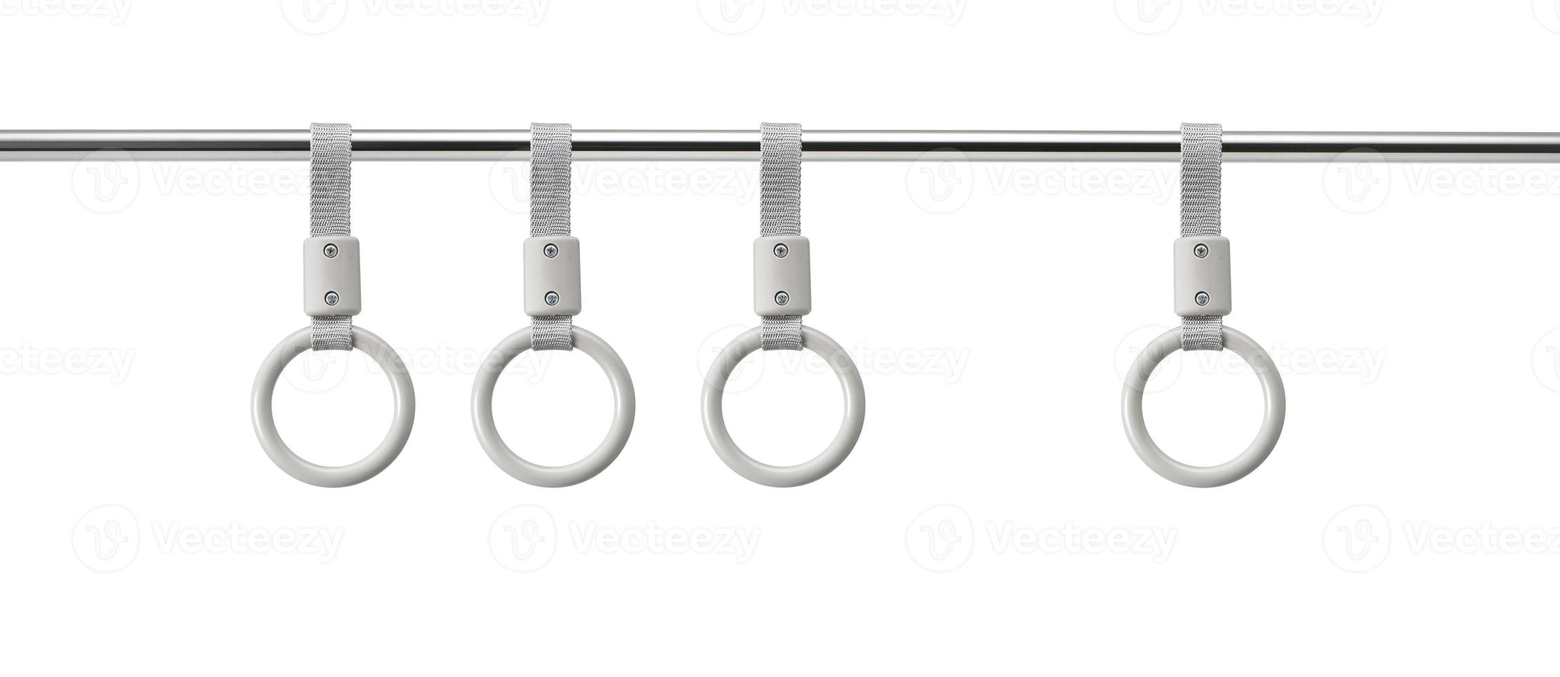 hand handle loop in the subway. isolated on white background photo