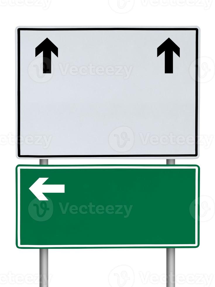 blank traffic sign isolated on white background photo