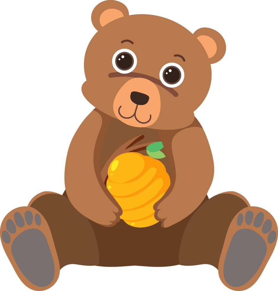 Cute bear in flat cartoon style vector