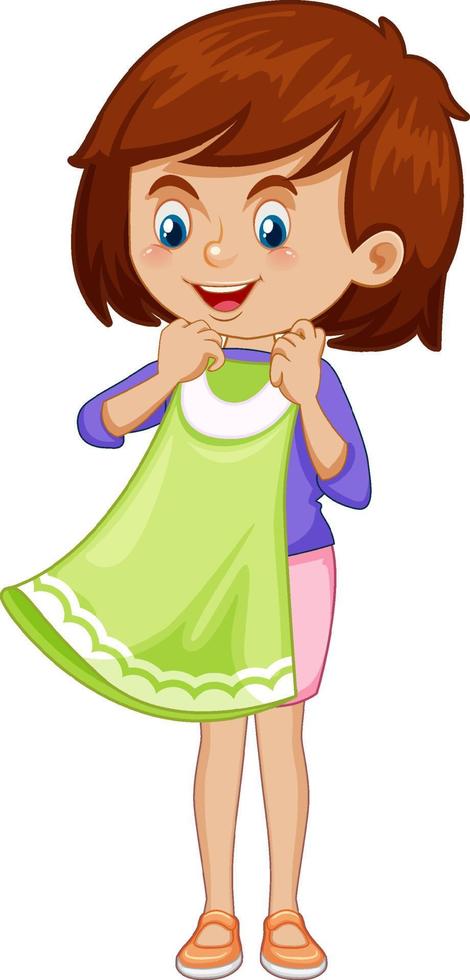 Cute girl trying on a dress vector