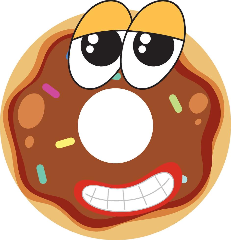 Chocolate doughnut with facial expression vector