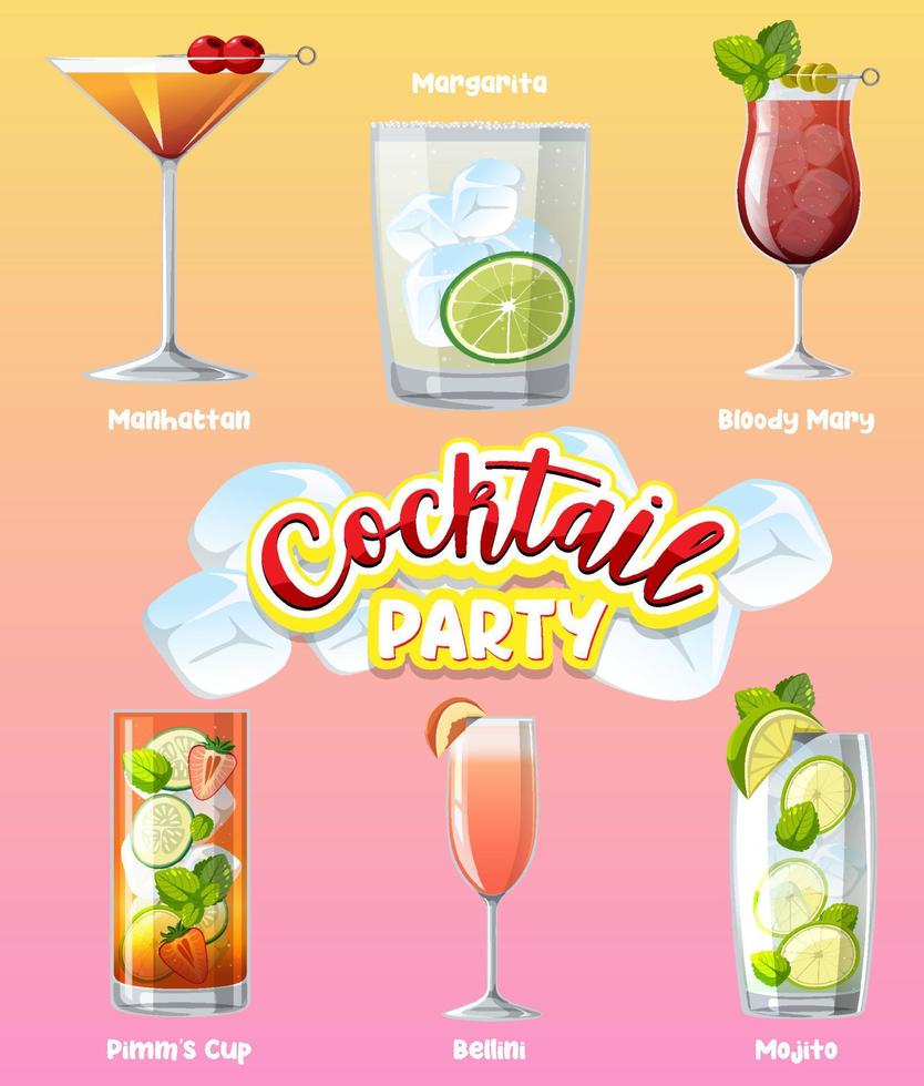 Cocktail party menu banner vector