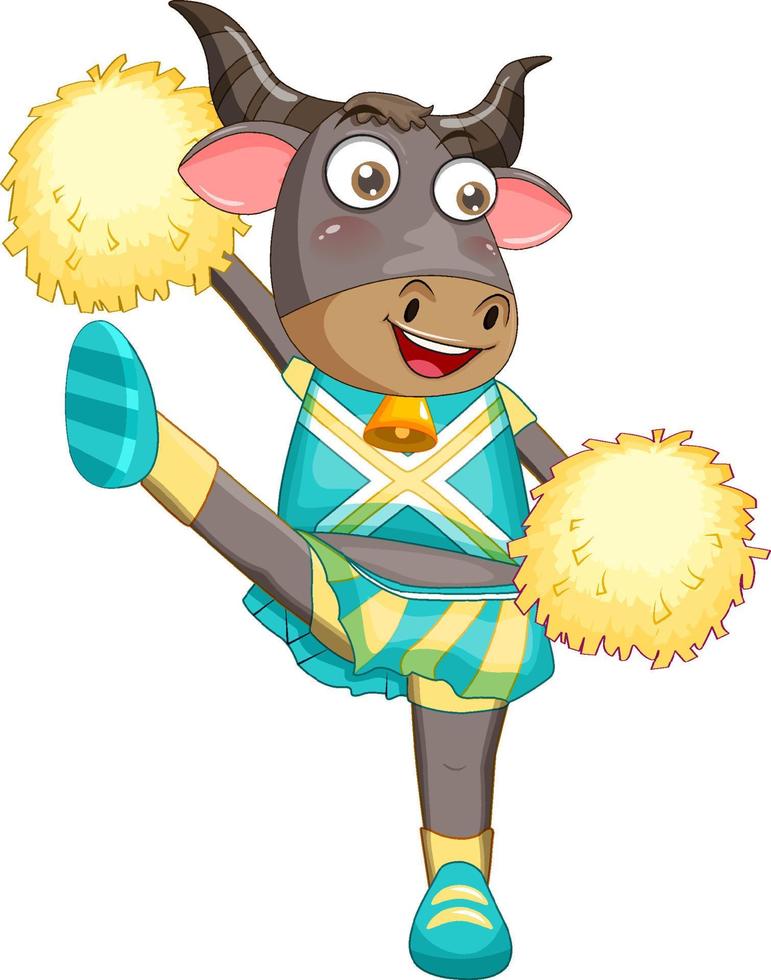 Cheerleader buffalo cartoon character vector