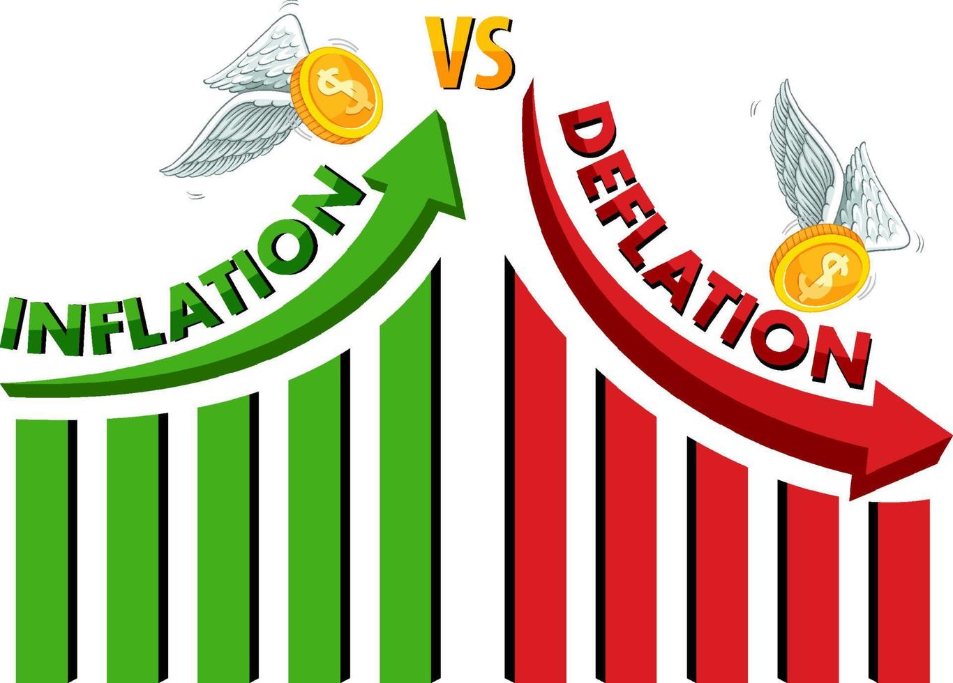 Inflation vs deflation with arrow going up and down 8615610 Vector Art
