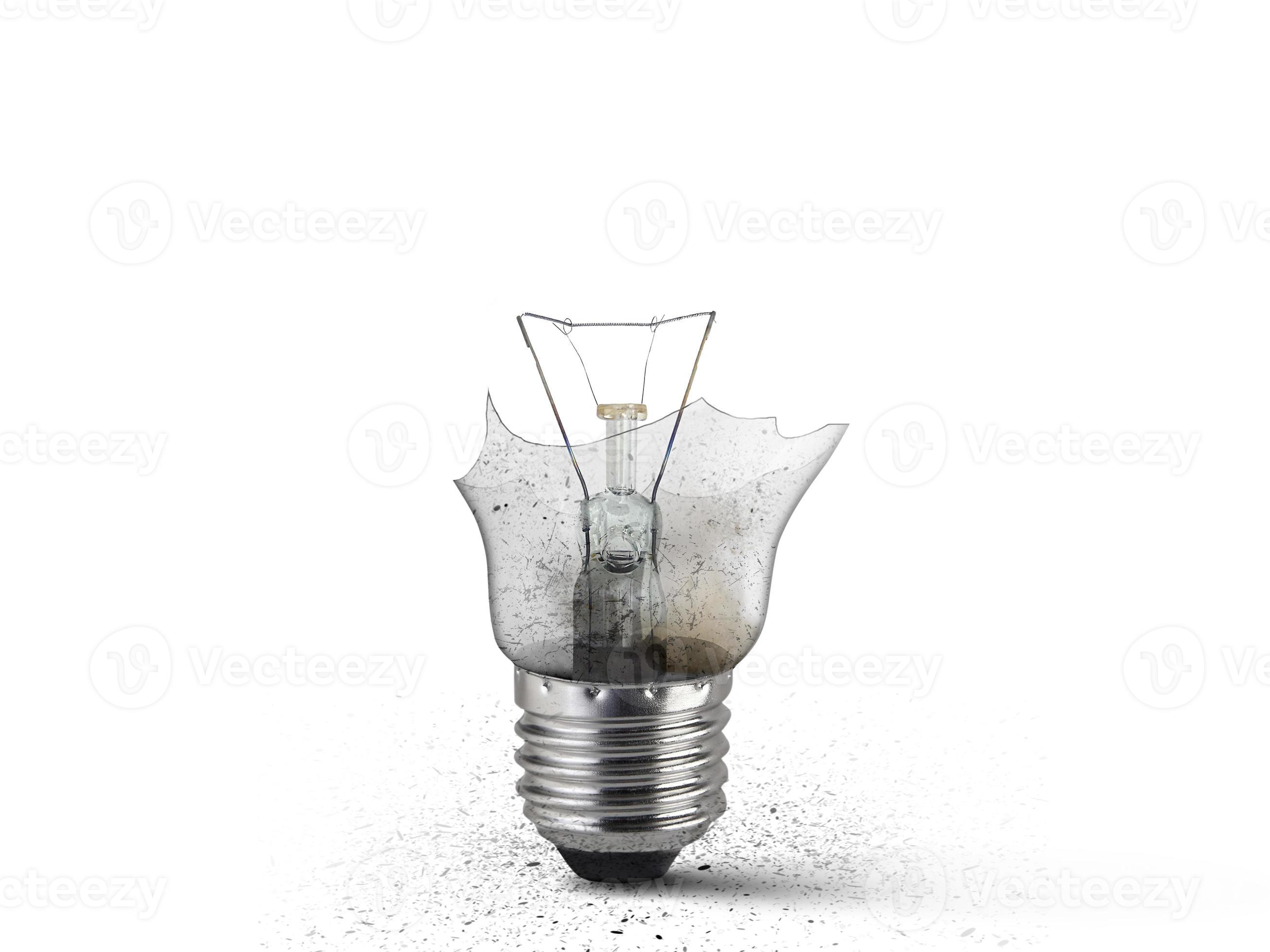 Broken old light bulb isolated on white background 8615631 Stock Photo