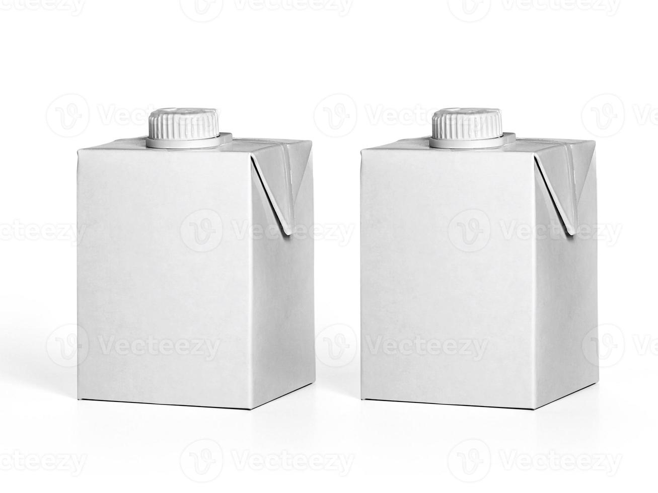 Box empty white fruit juice  isolated on white background photo