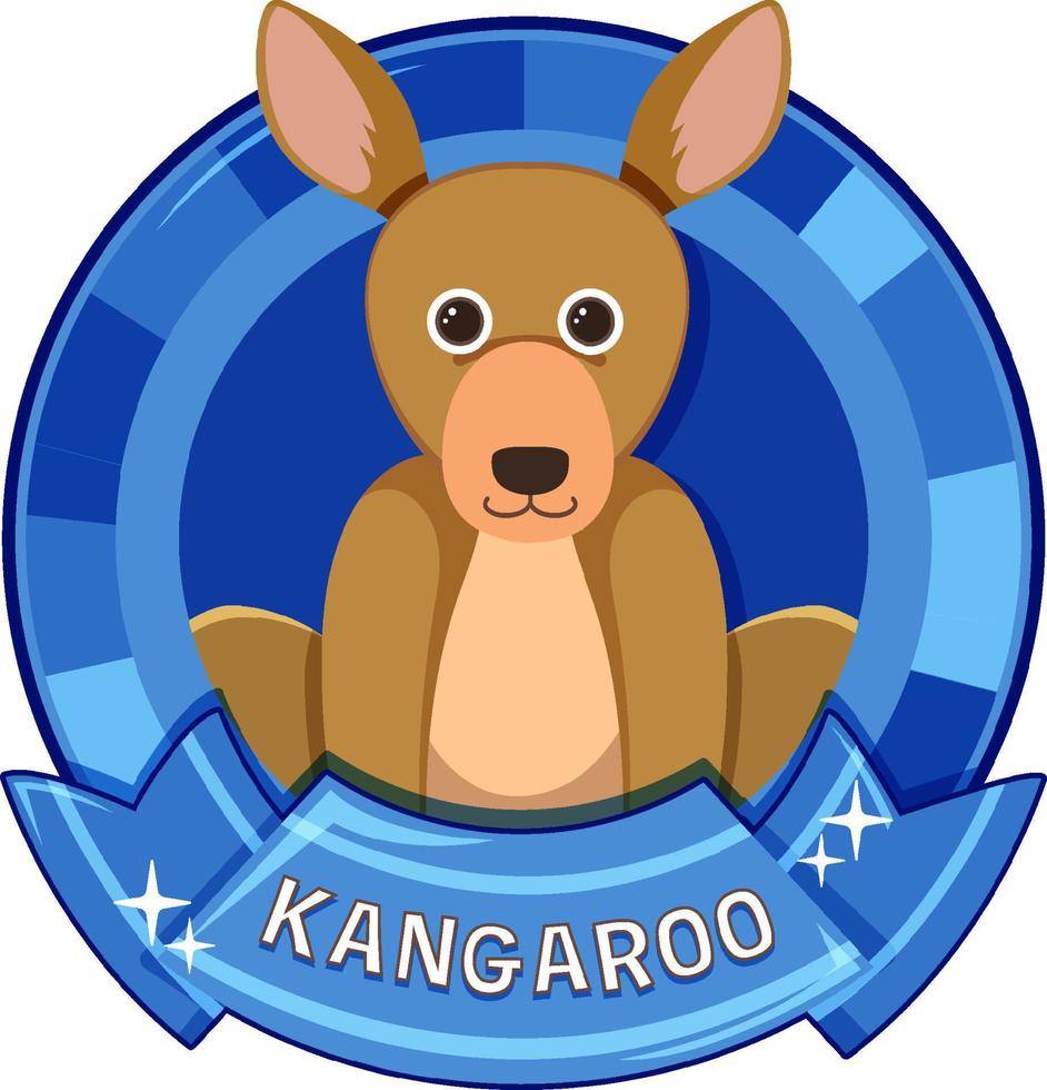 Cute kangaroo cartoon badge vector