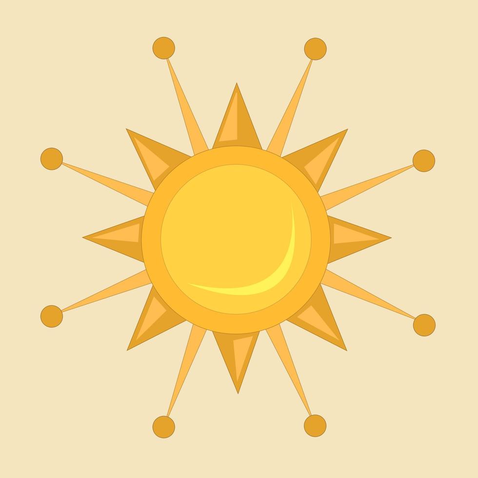Golden shining sun vector art for graphic design and decorative element