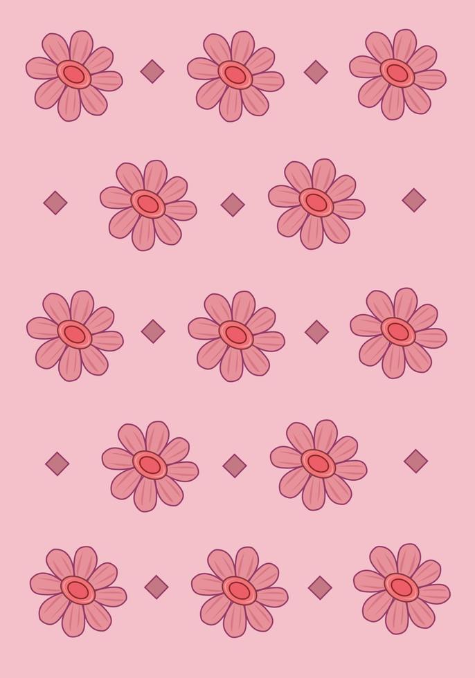 Cute pink flower vector art wallpaper for graphic design and decorative element