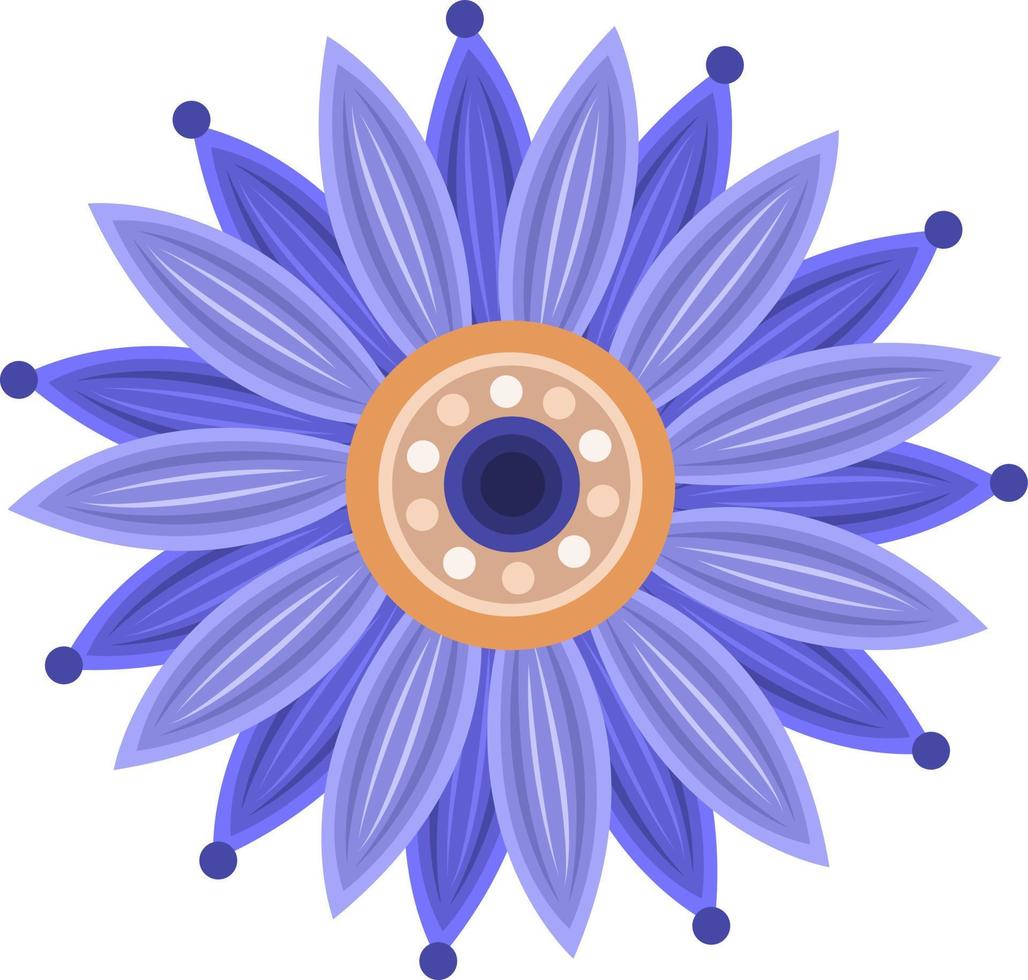 Egyptian blue water lily flower vector art for graphic design and decorative element